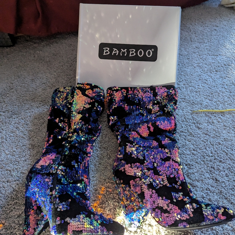 Bamboo Women's Sequin Boots - Multicolor